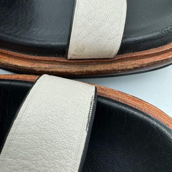 Coach Dannie Ankle Strap Sandals 8B Flats Open Toe Black White Gold Studs - Picture 7 of 15